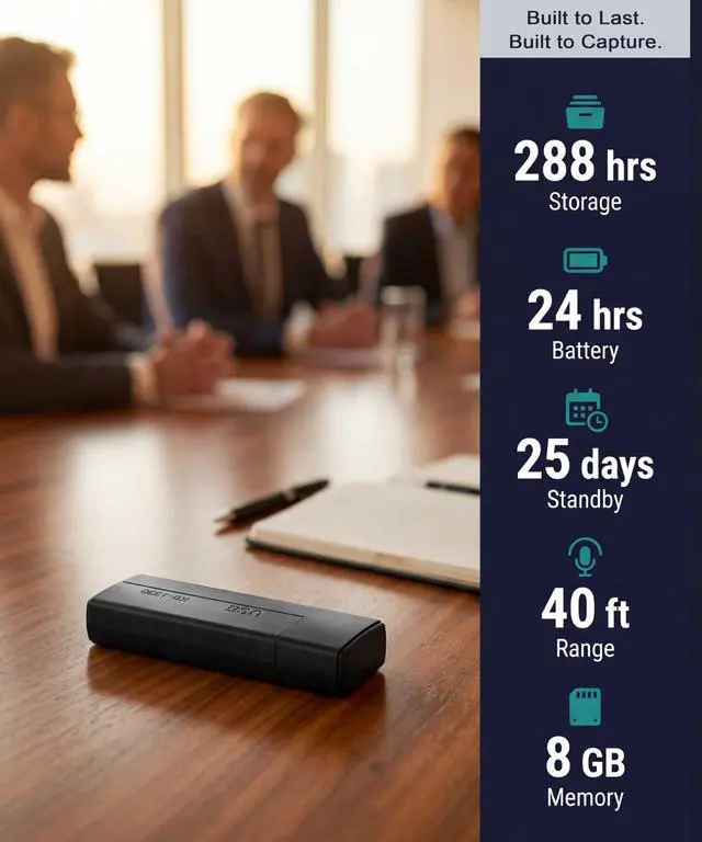 Alt view image 2 of 6 - K-USB Voice Activated USB Audio Recorder, 25-Day Standby Recording Device | Stores up to 288 hours with 8GB storage for extended use. Easily play back recordings on computers, phones, and tablets