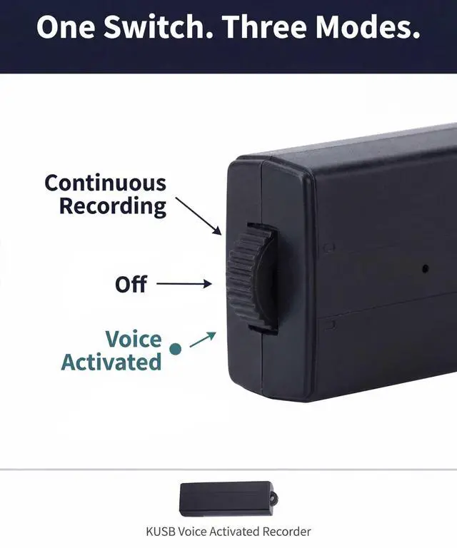 Alt view image 3 of 6 - K-USB Voice Activated USB Audio Recorder, 25-Day Standby Recording Device | Stores up to 288 hours with 8GB storage for extended use. Easily play back recordings on computers, phones, and tablets