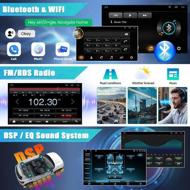 Alt view image 5 of 7 - Double Din Android 14 Car Stereo Radio Compatible for Chevy | Compatible for Silverado Compatible for GMC Sierra 2014-2018 with Wireless CarPlay Android Auto Car Radio Audio Receiver