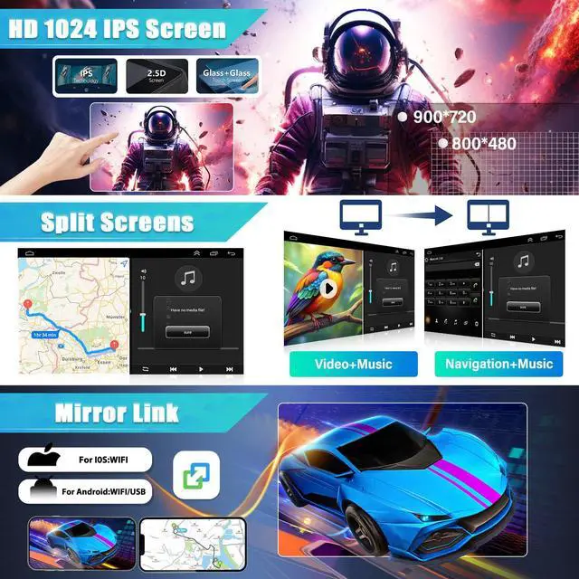 Alt view image 6 of 7 - Double Din Android 14 Car Stereo Radio Compatible for Chevy | Compatible for Silverado Compatible for GMC Sierra 2014-2018 with Wireless CarPlay Android Auto Car Radio Audio Receiver