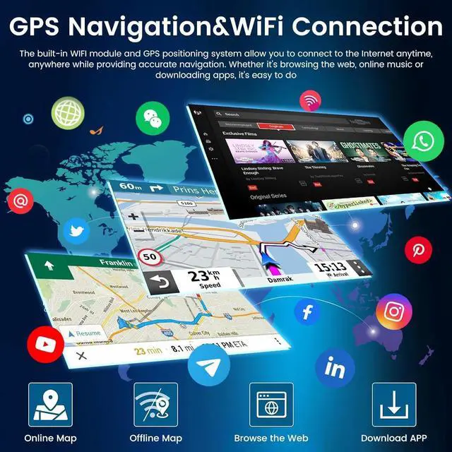 Alt view image 7 of 7 - 2+64G Double Din Car Stereo for Jeep Liberty 2002-2007 Radio Upgrade 10 inch Touch Screen Radio for Jeep Liberty Head Unit with Wireless Carplay Bluetooth GPS Navigation FM/RDS DSP Mirror Link