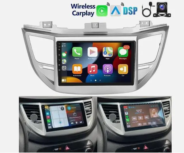 Alt view image 2 of 7 - 2+64G Double Din Car Stereo for Hyundai Tucson 2015-2019 Upgrade Radio 9 inch Touch Screen Radio for Hyundai Tucson GPS Navi with Backup Camera Bluetooth with Wireless Carplay Android Auto FM/SWC