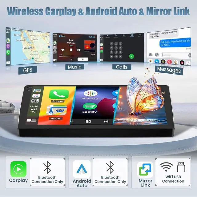 Alt view image 5 of 7 - 2+64G Double Din Car Stereo for Jeep Liberty 2002-2007 Radio Upgrade 10 inch Touch Screen Radio for Jeep Liberty Head Unit with Wireless Carplay Bluetooth GPS Navigation FM/RDS DSP Mirror Link
