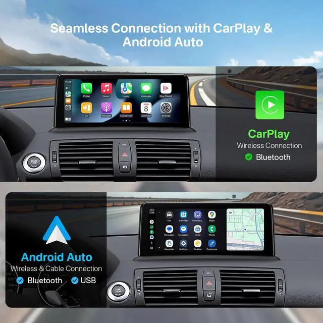 Alt view image 4 of 7 - 10.25 Inch Android Car Stereo for BMW 1 Series E81 E82 E87 E88 (2006-2012) with No Original Display, IPS Touch Screen 2+64GB GPS Navigation Support Wireless CarPlay Android Auto