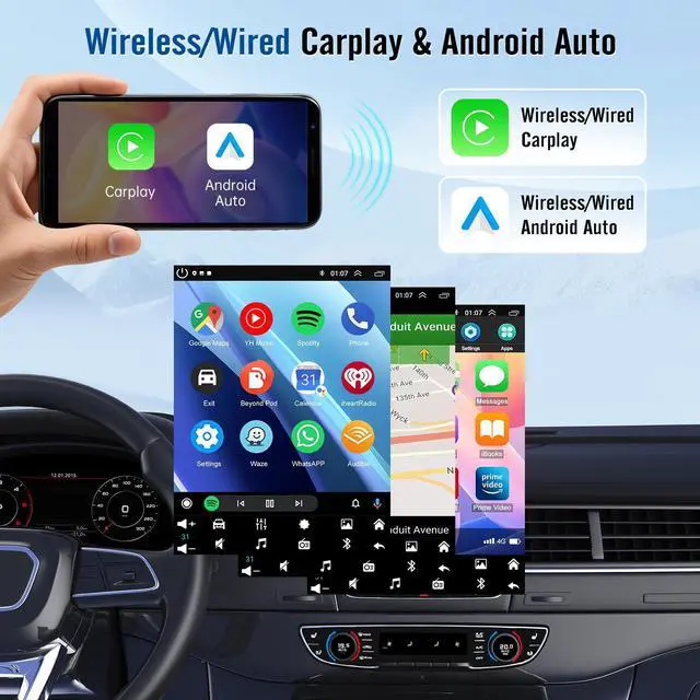 Alt view image 3 of 7 - Double Din Car Stereo Radio Upgraded for 2004-2008 Ford F-150 F150 | 9.7inch Touch Screen Android 14 GPS Navi Head Unit with Wireless Carplay Android Auto/FM/SWC/WiFi/Bluetooth/SWC Backup Camera