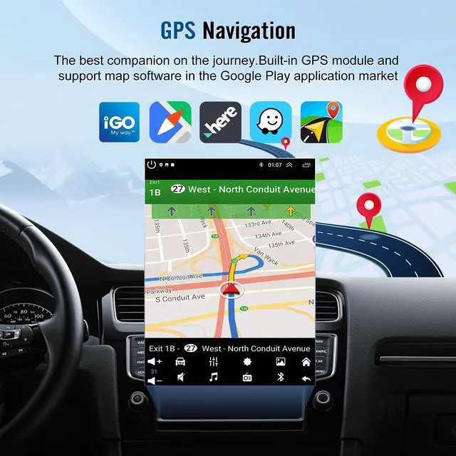 Alt view image 4 of 7 - Double Din Car Stereo Radio Upgraded for 2004-2008 Ford F-150 F150 | 9.7inch Touch Screen Android 14 GPS Navi Head Unit with Wireless Carplay Android Auto/FM/SWC/WiFi/Bluetooth/SWC Backup Camera