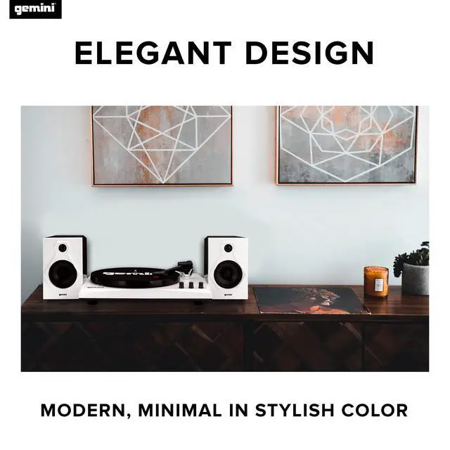 Alt view image 3 of 6 - Bluetooth Turntable with Built-in Speakers, White (TT-900BW) | Bluetooth turntable with built-in speakers - 3-speed, ceramic cartridge - RCA output - easy setup