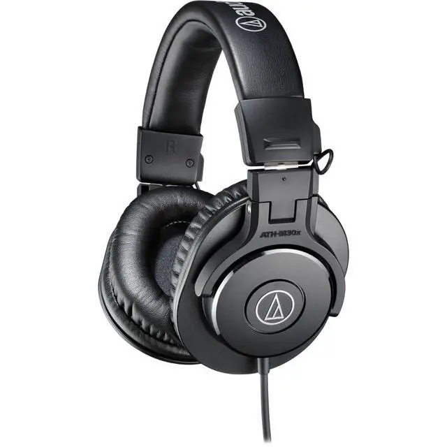 Alt view image 3 of 7 - ATH-M30x Professional Monitor Headphones (Black) Bundle with USB-C Headphone Adapter w/Built-in DAC + Headphone Case + Cleaning Cloth (4 Items)