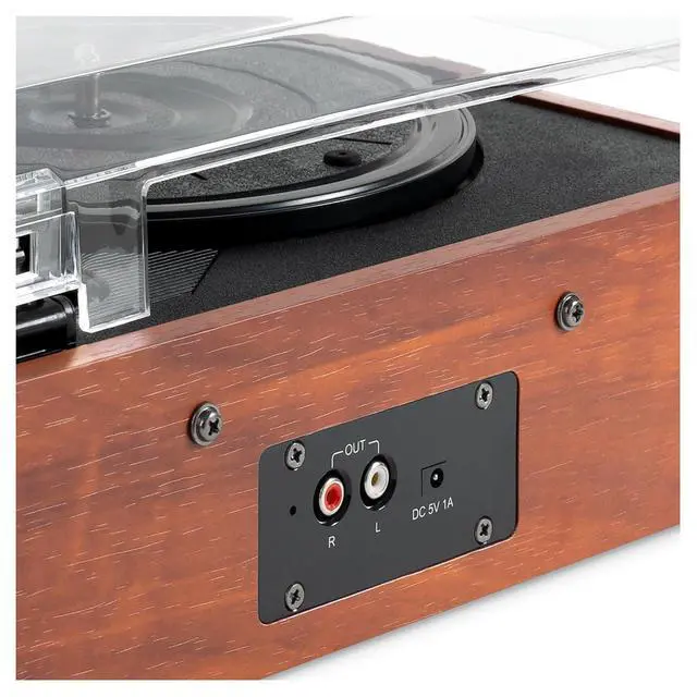 Alt view image 2 of 6 - Brighton Bluetooth Record Player 3-Speed Turntable, Premium Ceramic Stylus, Vinyl Stream for Wireless Streaming, Built-in Speakers, RCA and Headphone Outputs (Black)