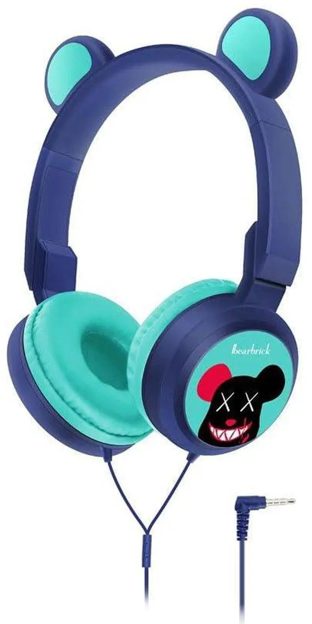 Main image of Kids Wired Headphone for Electronic Drum Set. Foldable and Adjustable, Bear Ear Design 3.5mm Jack