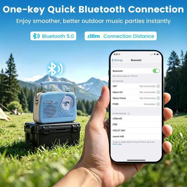 Alt view image 4 of 6 - Portable Radio AM FM Shortwave Vintage Radio, Bluetooth Speaker Plug in Wall, Support USB Drive/TF Card, Easy to Use Large Dial for Seniors Elderly (Blue)