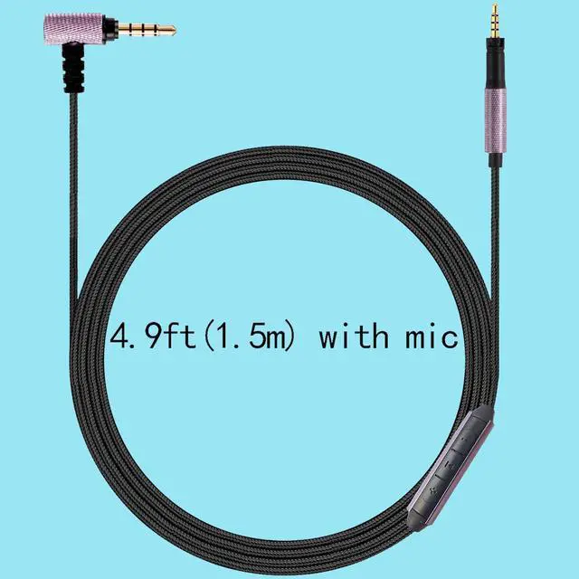 Alt view image 2 of 6 - Audio Cable Compatible with Sennheiser Momentum 4 Momentum 3 Momentum 2.0 HD450BT PXC550 HD400S Headphones in-line Mic Control Headphone Cord for Musician Audiophile 4.9ft w/mic