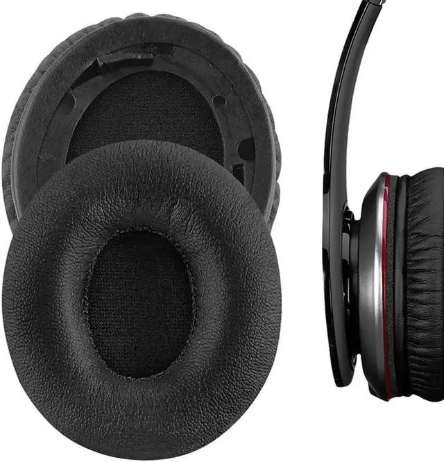 Alt view image 3 of 6 - Beats Solo HD Wired Ear Pads, Oval-Shaped Protein Leather Memory Foam Earpads Ear Cushion for Monster Beats Solo HD 1.0 Wired Headphones (Black)