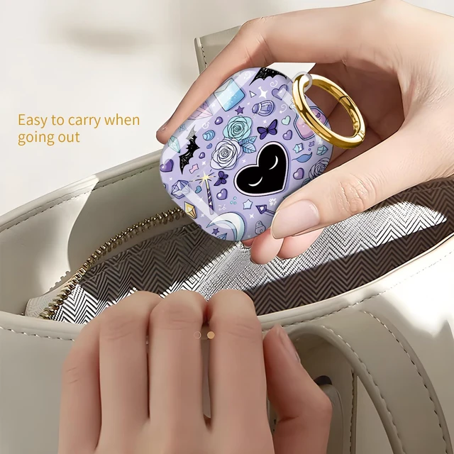 Alt view image 6 of 6 - Case for AirPod Pro 3 Case 2025, Slim Shockproof Protective Cover with Keychain Ring, Wireless Charging Compatible, Stylish Durable Design for Women(Skulls Roses Crystals Bats Hearts Moons)