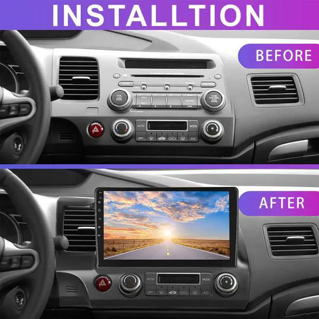 Alt view image 2 of 7 - 10inch Car Stereo Radio Compatible for Honda Civic 2006 2007 2008 2009 2010 2011, Android 14 Touchscreen Car Radio with Carplay Android Auto GPS Navigation WiFi AHD Camera Mic 2+32G