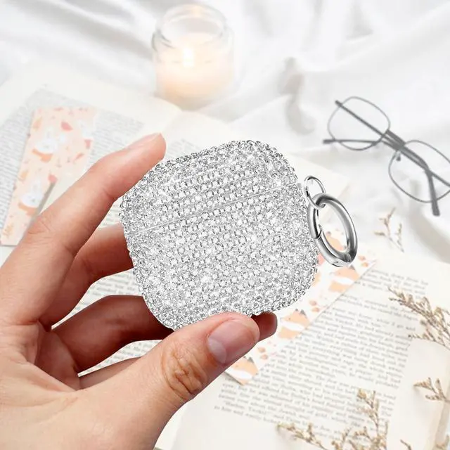 Alt view image 6 of 7 - Bling Case Compatible with AirPods 4th Generation (2024), Sparkling Diamond Case for AirPods 4 Case Bling Rhinestones for Women, Shockproof Protective Cute Cover with Keychain