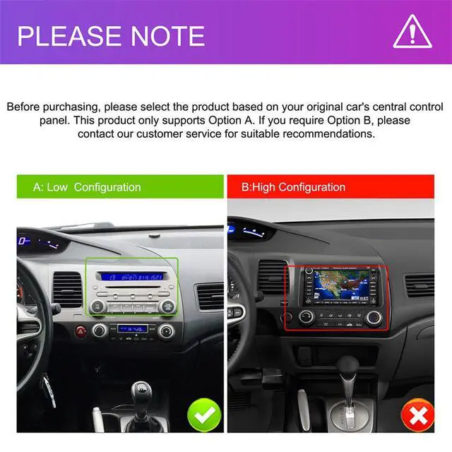 Alt view image 3 of 7 - 10inch Car Stereo Radio Compatible for Honda Civic 2006 2007 2008 2009 2010 2011, Android 14 Touchscreen Car Radio with Carplay Android Auto GPS Navigation WiFi AHD Camera Mic 2+32G