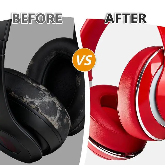 Alt view image 5 of 6 - Replacement Ear Pads Cushions for Beats Studio 2 & 3 Wireless Headphones, Earpads Covers Compatible with Studio 2.0 & 3.0 (B0501, B0500, A1914), Softer Memory Foam, Better Noise Isolation (Red)