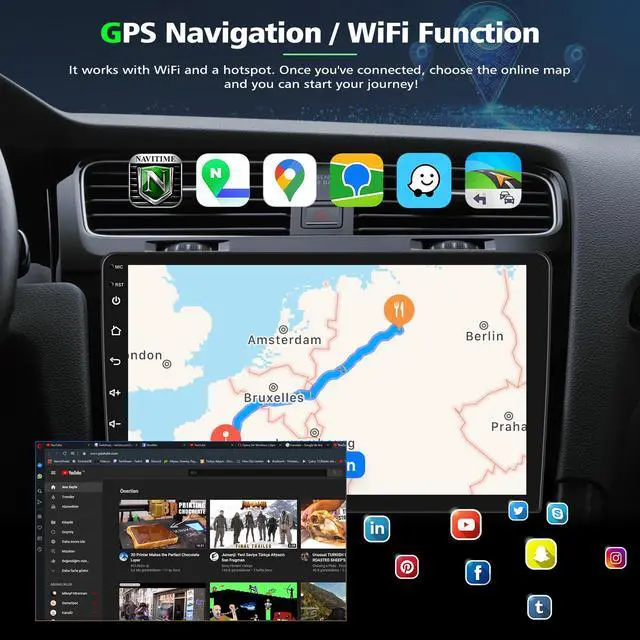 Alt view image 4 of 7 - 4Core 64G Car Stereo for Toyota Tundra 2000 2001 2002 2003 2004 2005 2006 Radio Upgrade 7IN IPS Touch Screen with Wireless Carplay Android Auto AHD Back up Camera GPS Navigation SWC Android 13