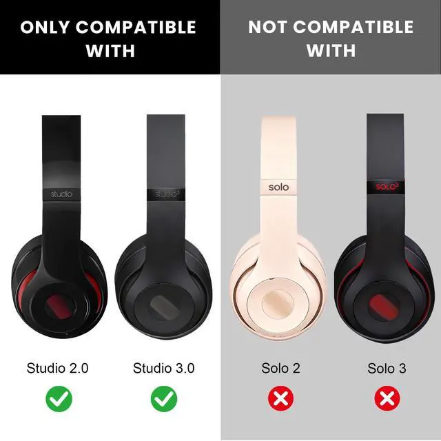 Alt view image 6 of 6 - Replacement Ear Pads Cushions for Beats Studio 2 & 3 Wireless Headphones, Earpads Covers Compatible with Studio 2.0 & 3.0 (B0501, B0500, A1914), Softer Memory Foam, Better Noise Isolation (Red)