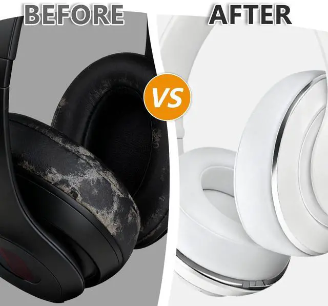 Alt view image 5 of 6 - Replacement Ear Pads Cushions for Beats Studio 2 & 3 Wireless Headphones, Earpads Covers Compatible with Studio 2.0 & 3.0 (B0501, B0500, A1914), Softer Memory Foam, Better Noise Isolation (White)