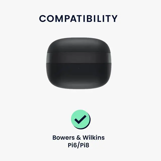 Alt view image 2 of 7 - Design Cover for Bowers & Wilkins Pi6 / Pi8 Case - Silicone Cover for Earbuds Charging Case - Protective Headphone Holder with Carabiner Clip - White/Black/Black