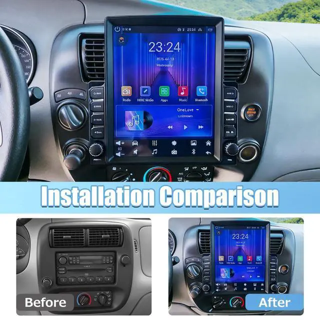 Alt view image 2 of 7 - 2+32G Double Din Car Stereo Radio Upgraded for 1998-2006 Ford Ranger | 9.7'' Touch Screen Android 15 GPS Navi Head Unit with Wireless Carplay Android Auto FM/SWC/WiFi/Bluetooth/Camera