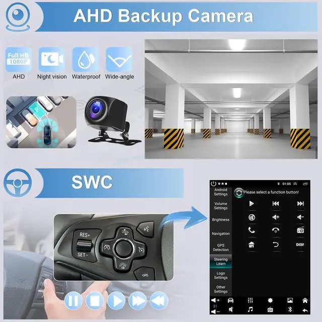 Alt view image 4 of 7 - Android 14 Car Stereo Radio Double Din for Ford Excursion 2000-2005 | 9.7Inch Touch Screen Support Wireless & Wired Carplay & Android Auto with GPS Navi Bluetooth WiFi FM+Rear View Camera