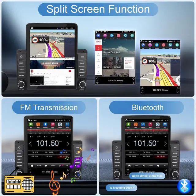 Alt view image 6 of 7 - Android 14 Car Stereo Radio Double Din for Ford Excursion 2000-2005 | 9.7Inch Touch Screen Support Wireless & Wired Carplay & Android Auto with GPS Navi Bluetooth WiFi FM+Rear View Camera