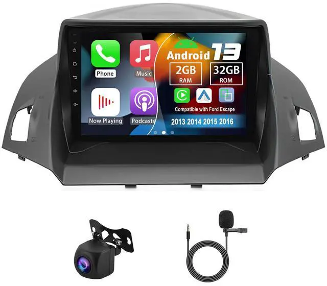 Main image of Android 13 2 Din Car Radio for Ford Escape 2013 2014 2015 2016 | 2G+32G 9" Touch Screen Car Stereo with Wireless Carplay Android Auto GPS WiFi Mic Backup Camera