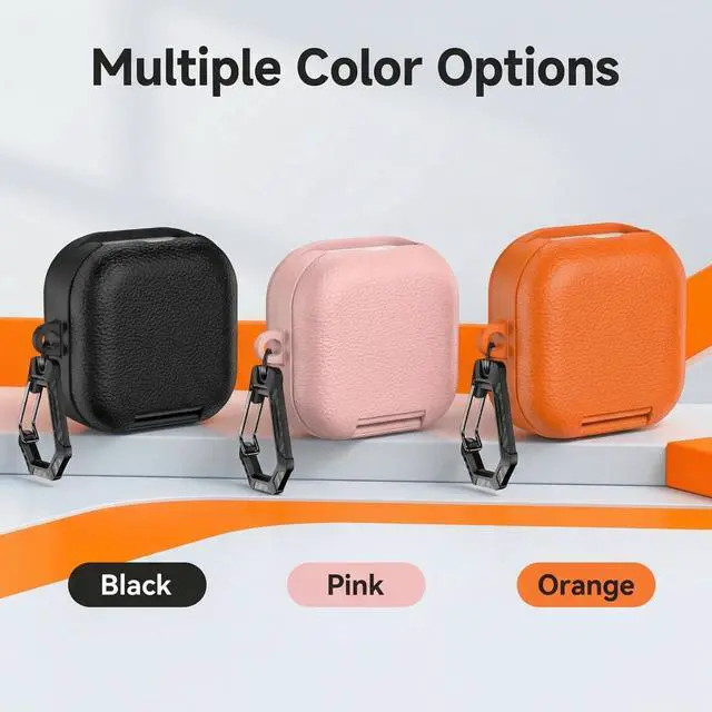 Alt view image 6 of 7 - Case for Samsung Galaxy Buds 4 & Galaxy Buds 4 Pro (2026),Case Compatible with Samsung Buds 4 / Buds 4 Pro,Leather Texture Earbud Cover with Integrated Phone Stand Secure Lock Buckle,Sturdy Carabiner