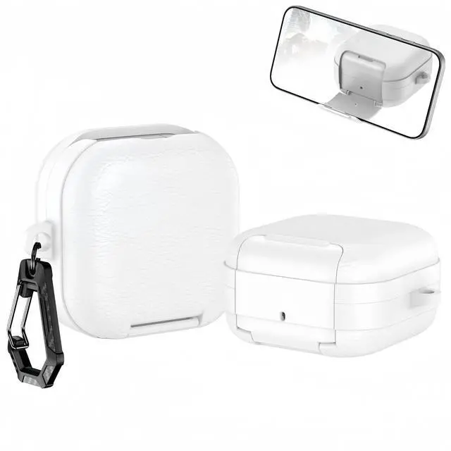Main image of Case for Samsung Galaxy Buds 4 & Galaxy Buds 4 Pro (2026),Case Compatible with Samsung Buds 4 / Buds 4 Pro,Leather Texture Earbud Cover with Integrated Phone Stand Secure Lock Buckle,Sturdy Carabiner