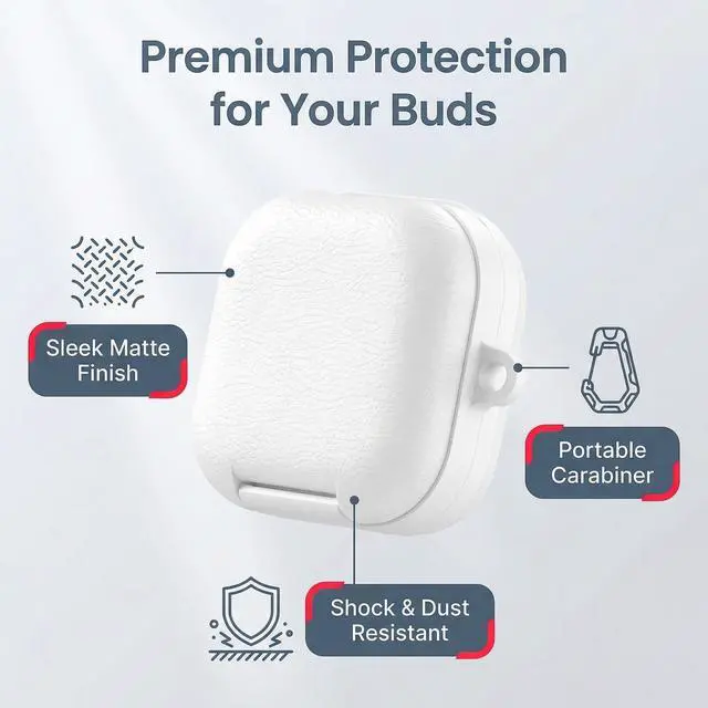 Alt view image 2 of 7 - Case for Samsung Galaxy Buds 4 & Galaxy Buds 4 Pro (2026),Case Compatible with Samsung Buds 4 / Buds 4 Pro,Leather Texture Earbud Cover with Integrated Phone Stand Secure Lock Buckle,Sturdy Carabiner