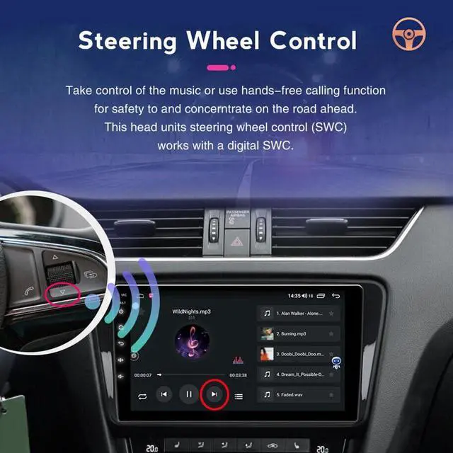 Alt view image 5 of 7 - Android 14 Double Din Car Radio for Ford Escape 2013 14 2015 2016 | 4G+64G 9" Touch Screen Car Stereo with Wireless Carplay Android Auto GPS WiFi Mic Backup Camera