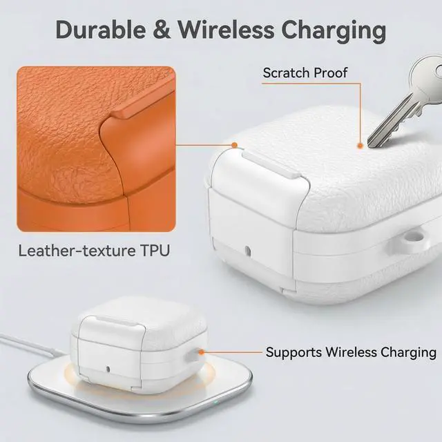 Alt view image 3 of 7 - Case for Samsung Galaxy Buds 4 & Galaxy Buds 4 Pro (2026),Case Compatible with Samsung Buds 4 / Buds 4 Pro,Leather Texture Earbud Cover with Integrated Phone Stand Secure Lock Buckle,Sturdy Carabiner