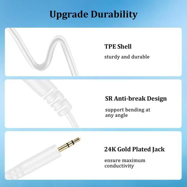 Alt view image 4 of 6 - Bose Headphones Replacement Audio Cable, 3.5mm to 2.5mm Aux Cord, White | Compatible with Bose QuietComfort 25 QC25 35 QC35 QC35II 45 QC45 700, JBL E45BT E55BT E65BTNC AKG Headphones