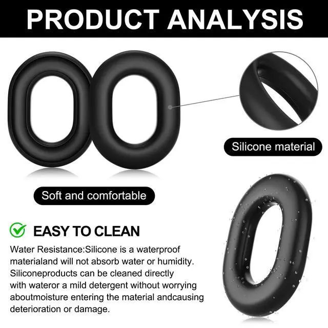 Alt view image 3 of 7 - Silicone Ear Pad Covers for Sony WH-1000XM5, Sweat-Proof, Anti-Scratch, Gym-Ready Ear Cushion Protectors, Easy to Clean, Soft Fit for Workout & Travel - Blue