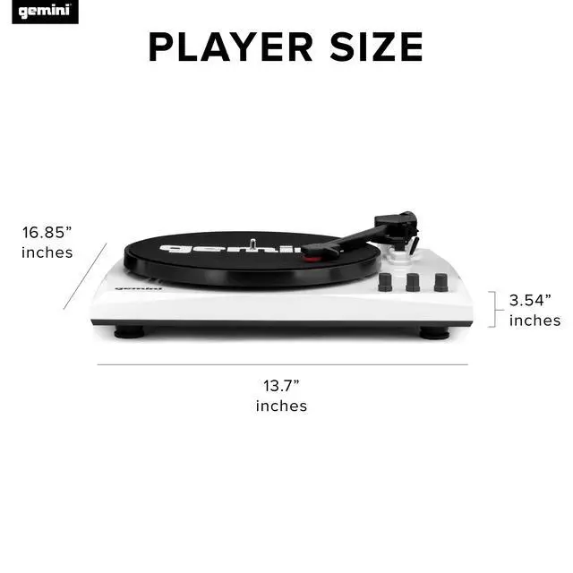 Alt view image 5 of 6 - Bluetooth Turntable with Built-in Speakers, White (TT-900BW) | Bluetooth turntable with built-in speakers - 3-speed, ceramic cartridge - RCA output - easy setup