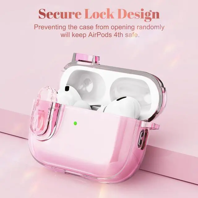 Alt view image 3 of 7 - (with Safety Lock) Clear Case Compatible with AirPods Pro 3 Case 2025 Women, Cute Soft TPU Transparent AirPods Pro 3rd Generation Cases Earbuds Pro3 Girl Strawberries Keychain for Airpod Pro 3, Pink