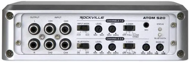Alt view image 7 of 7 - Atom S20 4 Channel Bluetooth Amplifier w/Volt Meter+Mic for ATV/UTV