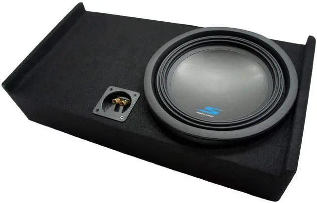 Main image of Alpine S-W12D4 Type S 12" Loaded Sub Box Fits 2009-2015 Ford F150 SuperCrew | Single subwoofer enclosure, dual 4 ohm 1800-watt peak driver, truck-specific bass upgrade, 12 inch size