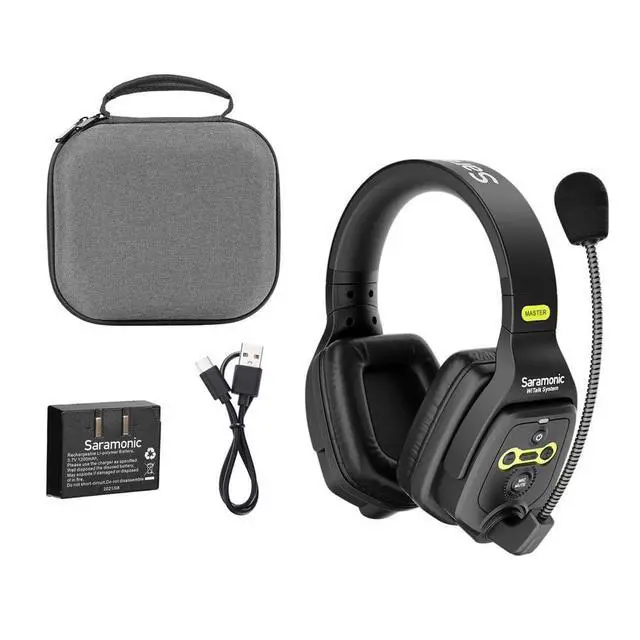 Alt view image 2 of 7 - WiTalk-DMH | Dual-Ear Wireless Intercom Master Headset for the WiTalk Intercom System & Carry Case