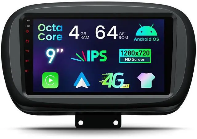 Main image of Android 14 Car Stereo for Fiat 500X (2015-2020), 9 IPS Touch Screen Car Radio GPS Navigation Bluetooth Built-in DSP Head Unit Wireless CarPlay Android Auto (4+64GB)