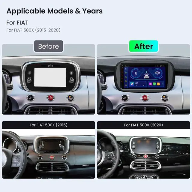 Alt view image 2 of 7 - Android 14 Car Stereo for Fiat 500X (2015-2020), 9 IPS Touch Screen Car Radio GPS Navigation Bluetooth Built-in DSP Head Unit Wireless CarPlay Android Auto (4+64GB)