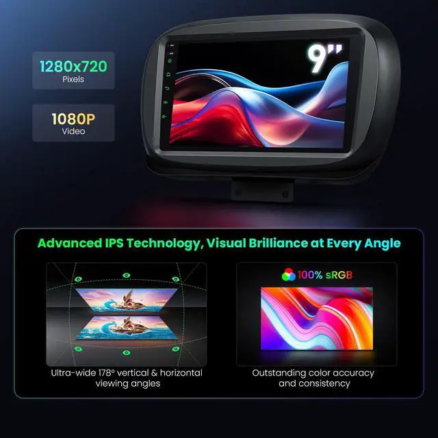 Alt view image 3 of 7 - Android 14 Car Stereo for Fiat 500X (2015-2020), 9 IPS Touch Screen Car Radio GPS Navigation Bluetooth Built-in DSP Head Unit Wireless CarPlay Android Auto (4+64GB)