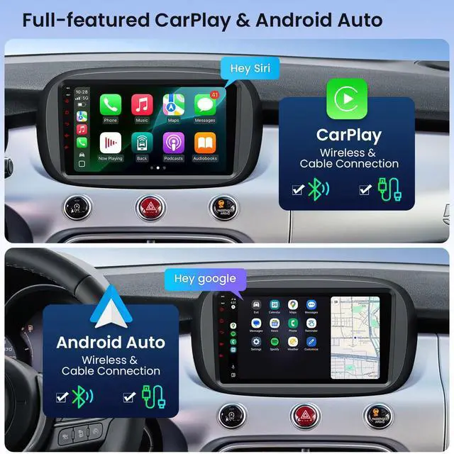 Alt view image 4 of 7 - Android 14 Car Stereo for Fiat 500X (2015-2020), 9 IPS Touch Screen Car Radio GPS Navigation Bluetooth Built-in DSP Head Unit Wireless CarPlay Android Auto (4+64GB)