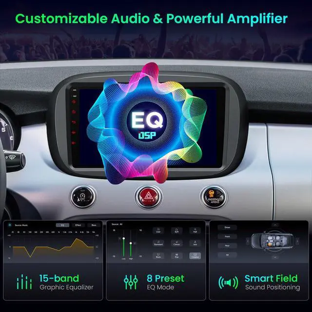 Alt view image 6 of 7 - Android 14 Car Stereo for Fiat 500X (2015-2020), 9 IPS Touch Screen Car Radio GPS Navigation Bluetooth Built-in DSP Head Unit Wireless CarPlay Android Auto (4+64GB)