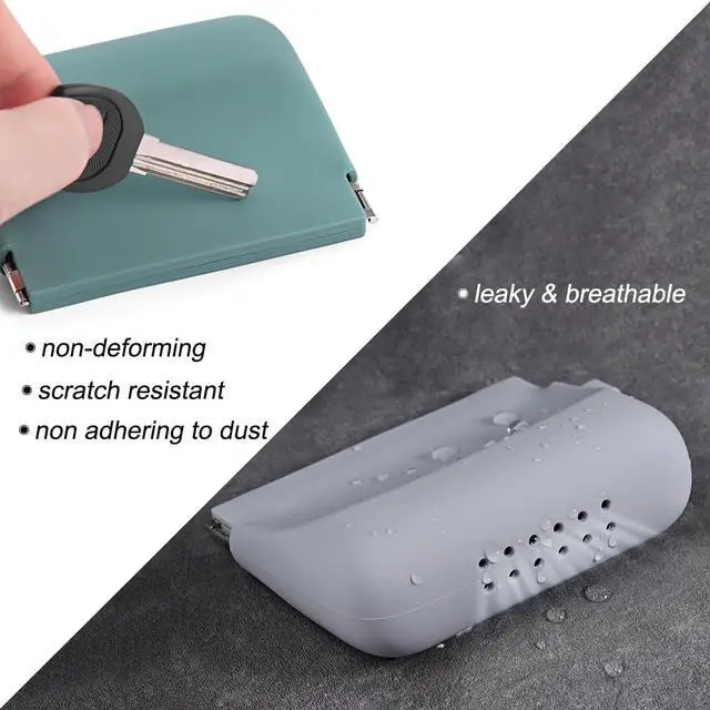 Alt view image 2 of 7 - Silicone Headphone Organizer Wired Earbud Case Pouch, Portable Data Cable Organizer Case, Silicone Coin Purse Pouch Change Holder for Women and Men (Small, Green+Gray)