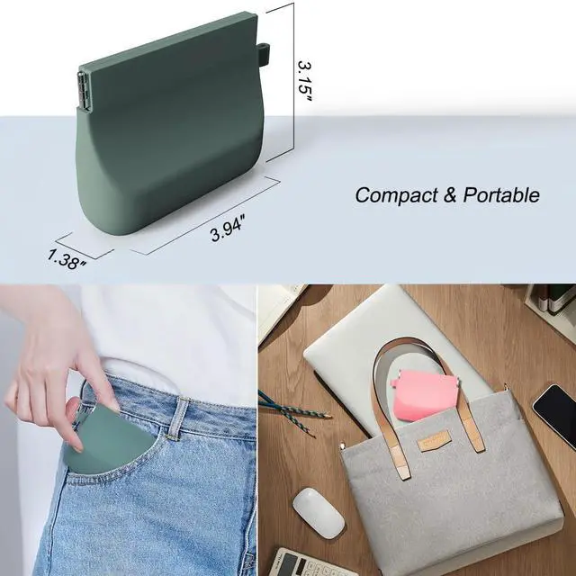 Alt view image 4 of 7 - Silicone Headphone Organizer Wired Earbud Case Pouch, Portable Data Cable Organizer Case, Silicone Coin Purse Pouch Change Holder for Women and Men (Small, Green+Gray)
