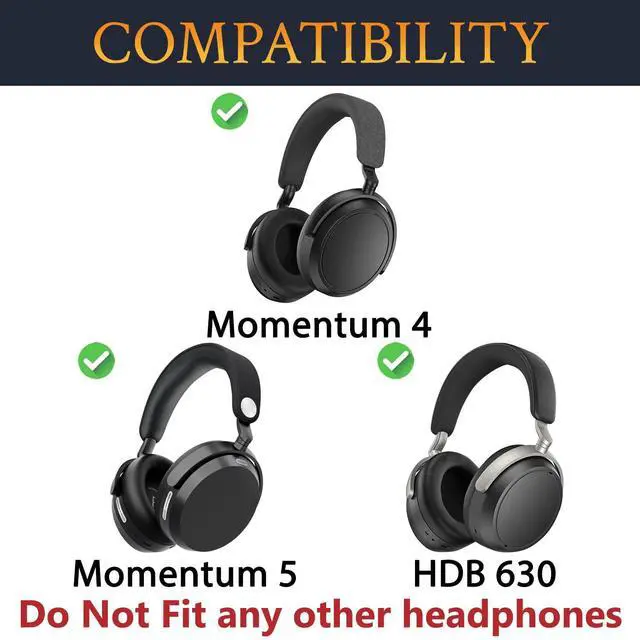 Alt view image 2 of 6 - Lambskin Earpads Replacement for Sennheiser HDB 630/Momentum 5/Momentum 4 Wireless Headphones, Ear Pads Cushions with High-Density Noise Cancelling Foam - Grey